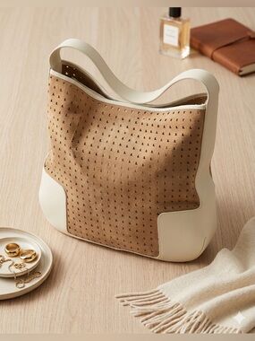 ⭐️RARE⭐️ LOEWE Vintage Anagram Perforated Suede Shoulder Bag